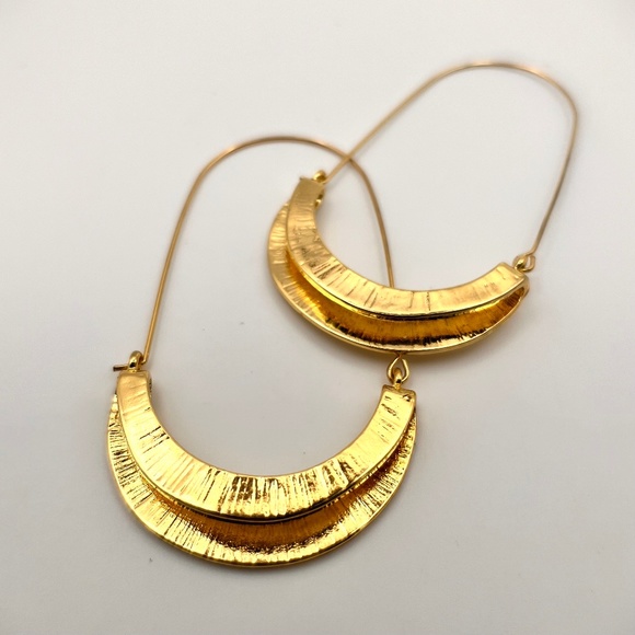 Anthro Myra Gold Hoop Earrings - Picture 2 of 4